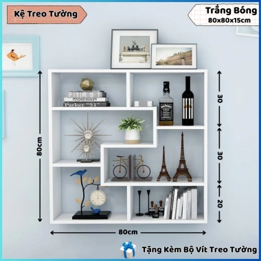 Kệ sách treo tường đa năng nhiều ngăn, giá sách gỗ trang trí phòng ngủ - phòng khách - chỉ 189.000₫