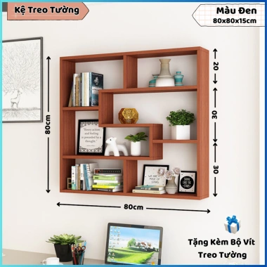 Kệ sách treo tường đa năng nhiều ngăn, giá sách gỗ trang trí phòng ngủ - phòng khách - chỉ 189.000₫