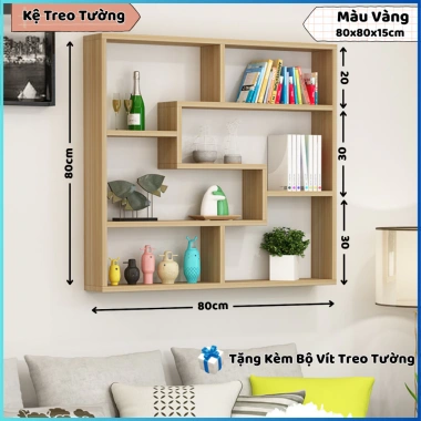 Kệ sách treo tường đa năng nhiều ngăn, giá sách gỗ trang trí phòng ngủ - phòng khách - chỉ 189.000₫