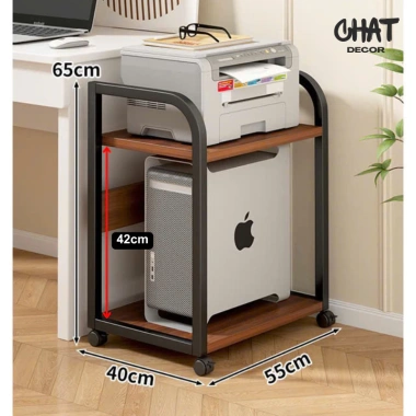 Kệ sắt 2-3 tầng cho máy in, case PC, bếp - bánh xe di động, chịu lực tốt - Chat Decor 295k