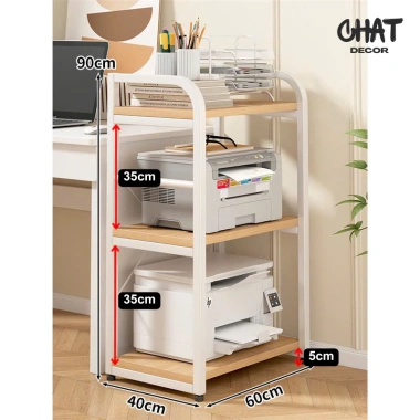 Kệ sắt 2-3 tầng cho máy in, case PC, bếp - bánh xe di động, chịu lực tốt - Chat Decor 295k