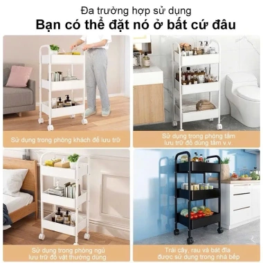 Kệ sắt đa năng cho đồ bỉm sữa và Xe Đẩy Spa lưới thép bánh xe 360 độ - Giá chỉ 84.000₫