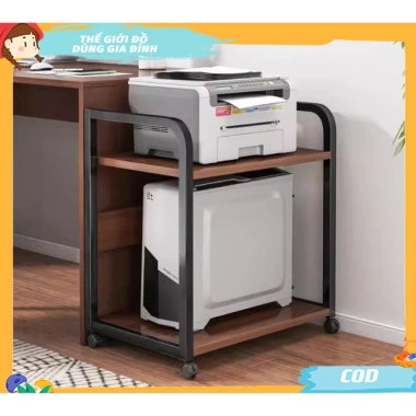 Kệ Sắt Gỗ Đa Năng 2-3 Tầng Lưu Trữ Văn Phòng, Đặt Máy In, Loa, Sách - Bánh Xe, Giá 269.000₫