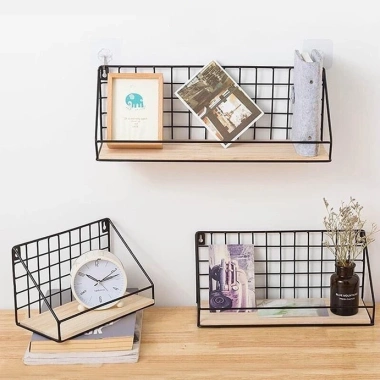 Kệ Sắt Treo Tường Đáy Gỗ - Decor Phòng, Giá Để Đồ 80k, Tiện Lợi, Sang Trọng