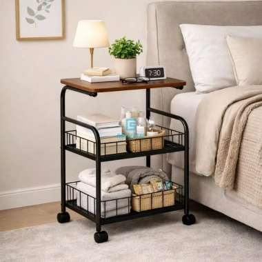 Kệ spa 3-4 tầng có bánh xe, mặt gỗ, khung thép sơn tĩnh điện – Tiện lợi cho bỉm sữa, giá chỉ 250.000