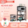 Kệ thép chống gỉ sơn đen đa năng bếp, bánh xe, chịu tải cao, đựng đồ lò nướng