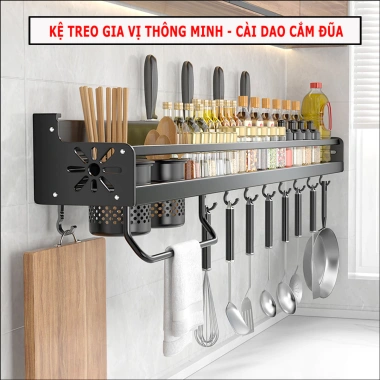Kệ treo dao thớt inox MKS022 - kệ gia vị dán tường, cắm thìa muỗng - Giá 86.450₫