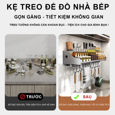 Kệ treo dao thớt inox MKS022 - kệ gia vị dán tường, cắm thìa muỗng - Giá 86.450₫