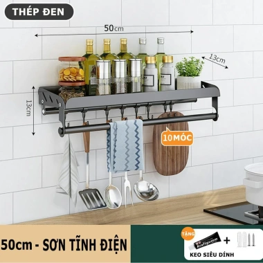 Kệ treo dao thớt inox MKS022 - kệ gia vị dán tường, cắm thìa muỗng - Giá 86.450₫