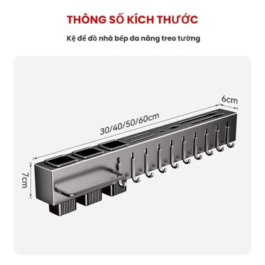 Kệ Treo Đồ Nhà Bếp SANHE Mall - Kệ Cài Dao, Kéo, Đũa, Thìa Đa Năng Dán Tường/Khoan, Tiện Lợi Sang Trọng 3