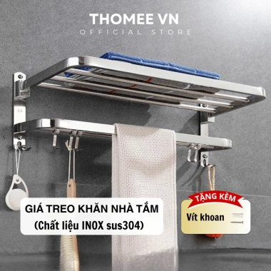 Kệ treo khăn nhà tắm inox 304 không gỉ - Đa năng tiện lợi tặng ốc vít - 129.000₫