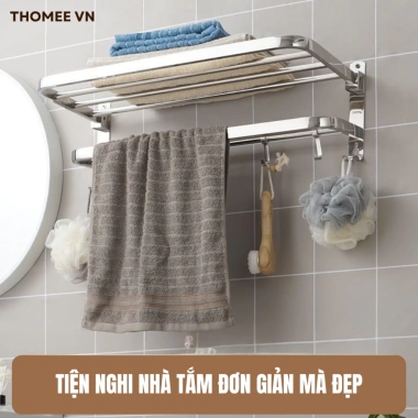 Kệ treo khăn nhà tắm inox 304 không gỉ - Đa năng tiện lợi tặng ốc vít - 129.000₫