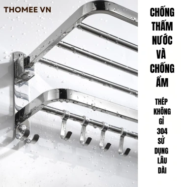 Kệ treo khăn nhà tắm inox 304 không gỉ - Đa năng tiện lợi tặng ốc vít - 129.000₫