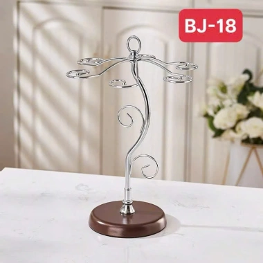 Kệ treo ly rượu vang inox BJ-18 bạc - Đế gỗ tân cổ điển, da để bàn, chỉ 250.000₫ 5