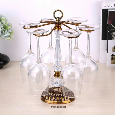 Kệ treo ly rượu vang inox chân tân cổ điển da để bàn Tết - Cao cấp, giá rẻ GDGY 255k