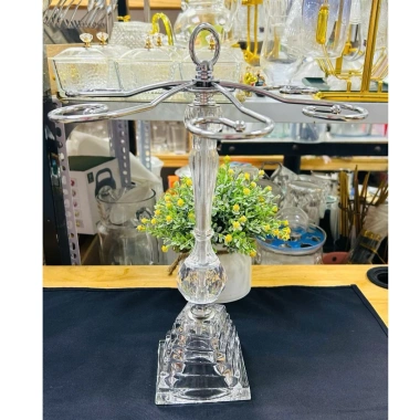 Kệ treo ly rượu vang inox chân thủy tinh tân cổ điển – Đẹp cao cấp cho bàn Tết