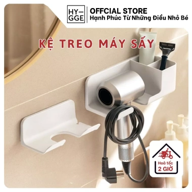 Kệ Treo Máy Sấy Tóc Dán Tường HYGGE – Ống Cắm Lược, Giá Nhựa Gài, Không Cần Khoan, 115.000đ