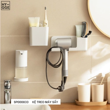 Kệ Treo Máy Sấy Tóc Dán Tường HYGGE – Ống Cắm Lược, Giá Nhựa Gài, Không Cần Khoan, 115.000đ