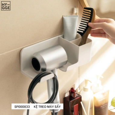 Kệ Treo Máy Sấy Tóc Dán Tường HYGGE – Ống Cắm Lược, Giá Nhựa Gài, Không Cần Khoan, 115.000đ