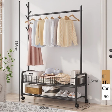 Kệ Treo Quần Áo cho Gia Đình, Sinh Viên - Decor Phòng Ngủ, Ngăn Đồ, Giá 169k