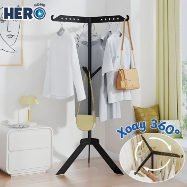 Kệ Treo Quần Áo HERO Giá Phơi Đồ Gấp Gọn Di Động Bánh Xe, Tiết Kiệm Diện Tích Phòng Ngủ - Giá 80.000 VNĐ