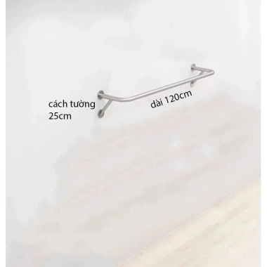 Kệ treo quần áo inox thanh u chống chéo - Bán tường chắc chắn, giá chỉ 169.000đ