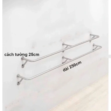 Kệ treo quần áo inox thanh u chống chéo - Bán tường chắc chắn, giá chỉ 169.000đ