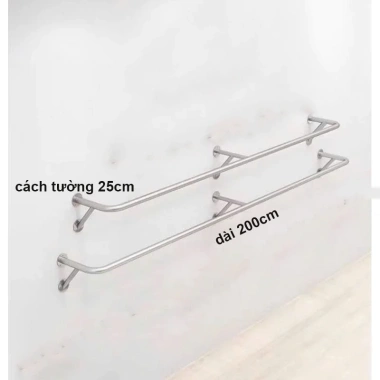 Kệ treo quần áo inox thanh u chống chéo - Bán tường chắc chắn, giá chỉ 169.000đ