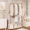 Kệ Treo Quần Áo Kim Loại Chắc Chắn + Giỏ Đựng Đồ, Bánh Xe Di Động - Tiện Lợi 265k 2
