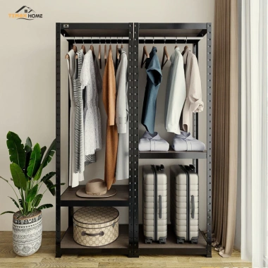 Kệ treo quần áo TIMAX thép Posco + gỗ Dongwa móc túi xách giày dép - Giá 1.558.000₫