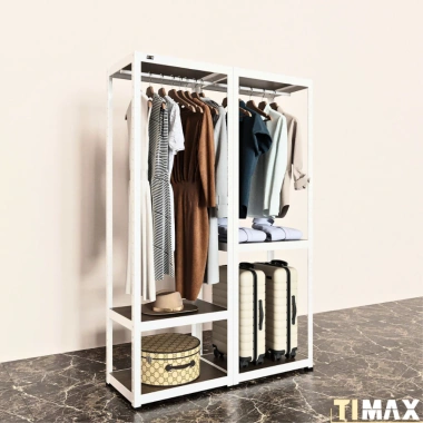 Kệ treo quần áo TIMAX thép Posco + gỗ Dongwa móc túi xách giày dép - Giá 1.558.000₫