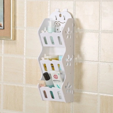 Kệ treo tường chống nước gỗ nhựa an toàn, đựng đồ dùng mỹ phẩm, thân thiện môi trường, kèm ốc vít dán, giá 68.000đ