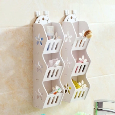 Kệ treo tường chống nước gỗ nhựa an toàn, đựng đồ dùng mỹ phẩm, thân thiện môi trường, kèm ốc vít dán, giá 68.000đ