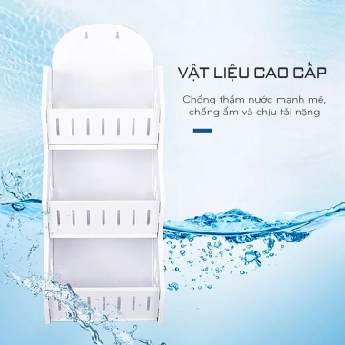 Kệ treo tường chống nước gỗ nhựa an toàn, đựng đồ dùng mỹ phẩm, thân thiện môi trường, kèm ốc vít dán, giá 68.000đ