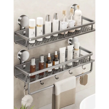 Kệ treo tường nhà tắm hút chân không siêu chắc, nhôm không gỉ nhẹ, đựng mỹ phẩm - Giá 128.999đ