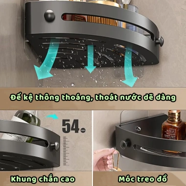 Kệ treo tường phòng tắm góc không cần khoan, không rỉ sét - Giá chỉ 52.000₫