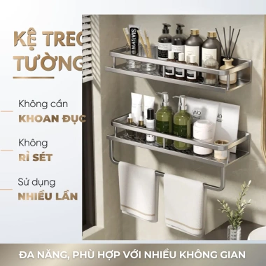Kệ treo tường phòng tắm không cần khoan, chịu tải cao, chất liệu dày dặn, độ bền cao