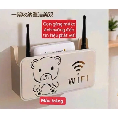 Kệ Treo Wifi Hình Gấu Dán Tường - Giá Đỡ Router Không Khoan, Giá 39.900₫