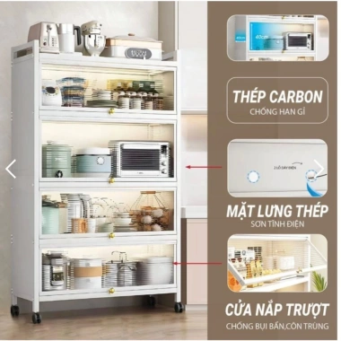 Kệ Tủ Bếp Chống Bụi Đa Năng Thông Minh Màu Xám/Trắng Thép Carbon - Giá ưu đãi 699k