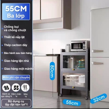 Kệ Tủ Bếp Chống Bụi Đa Năng Thông Minh Màu Xám/Trắng Thép Carbon - Giá ưu đãi 699k