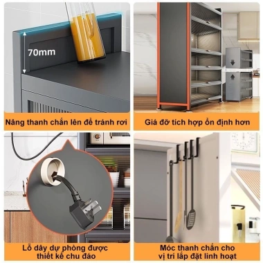 Kệ tủ đa năng thép chống bụi nhà bếp, tải trọng 300kg, chắc chắn - Giá 882.550₫ 3