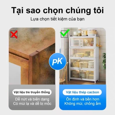 Kệ tủ đa năng thép chống bụi nhà bếp, tải trọng 300kg, chắc chắn - Giá 882.550₫ 4