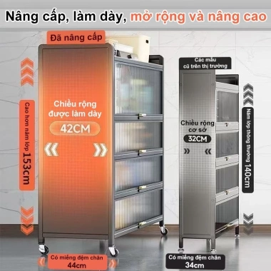 Kệ tủ đa năng thép chống bụi nhà bếp, tải trọng 300kg, chắc chắn - Giá 882.550₫ 5