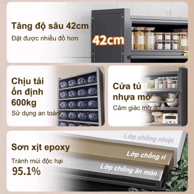 Kệ tủ đa năng thép chống bụi nhà bếp, tải trọng 300kg, chắc chắn - Giá 882.550₫ 6