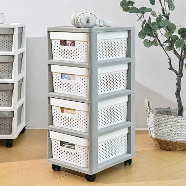 Kệ Tủ Nhựa 4-5 Tầng Bánh Xe, Ngăn Kéo Thoát Khí - Đựng Đồ Chơi, Quần Áo, Bếp, Phòng Tắm