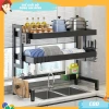 Kệ úp bát đĩa 2 tầng bồn rửa, thép cacbon chống rỉ, nắp đậy, thoát nước - 175k