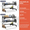 Kệ úp bát đĩa 2 tầng bồn rửa, thép cacbon chống rỉ, nắp đậy, thoát nước - 175k 3
