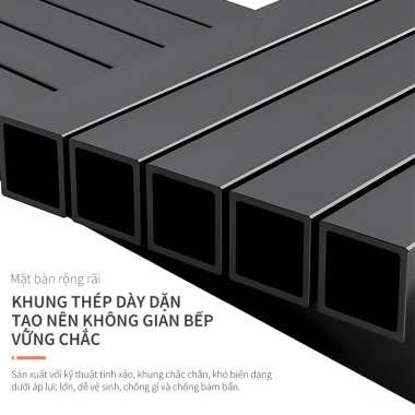 Kệ úp bát đĩa 2 tầng bồn rửa, thép cacbon chống rỉ, nắp đậy, thoát nước - 175k