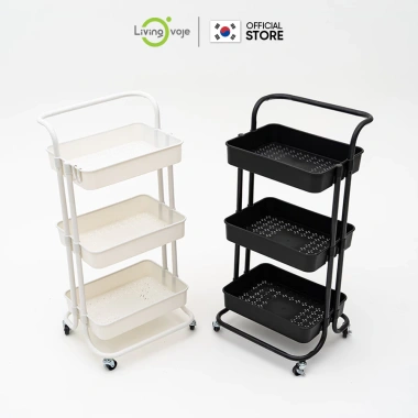 Kệ Xe Đẩy 3 Tầng LivingOn – Bánh Xe, Khung Kim Loại, Tay Nắm, Kệ Bỉm Sữa Spa