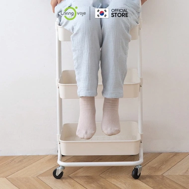 Kệ Xe Đẩy 3 Tầng LivingOn – Bánh Xe, Khung Kim Loại, Tay Nắm, Kệ Bỉm Sữa Spa